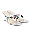 Jeweled Flip Flop Kitten Heels for Women Open Toe Beaded Strappy High Heels Sandals Slip On Thong Heeled Mules Mid Heel Fashion Party Dress Shoes