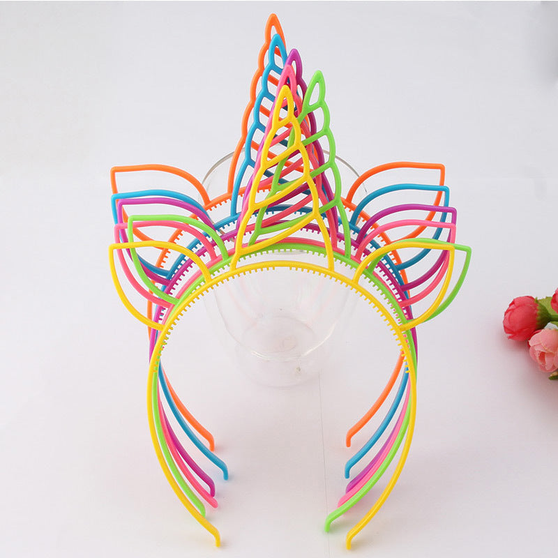 Candy Color Unicorn Antler Ear Headband Fashion Plastic Hair Hoop Festival Party Hair Accessory for Halloween Christmas Cosplay