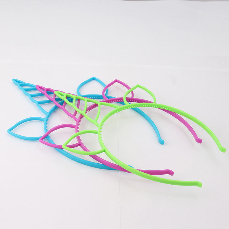 Candy Color Unicorn Antler Ear Headband Fashion Plastic Hair Hoop Festival Party Hair Accessory for Halloween Christmas Cosplay