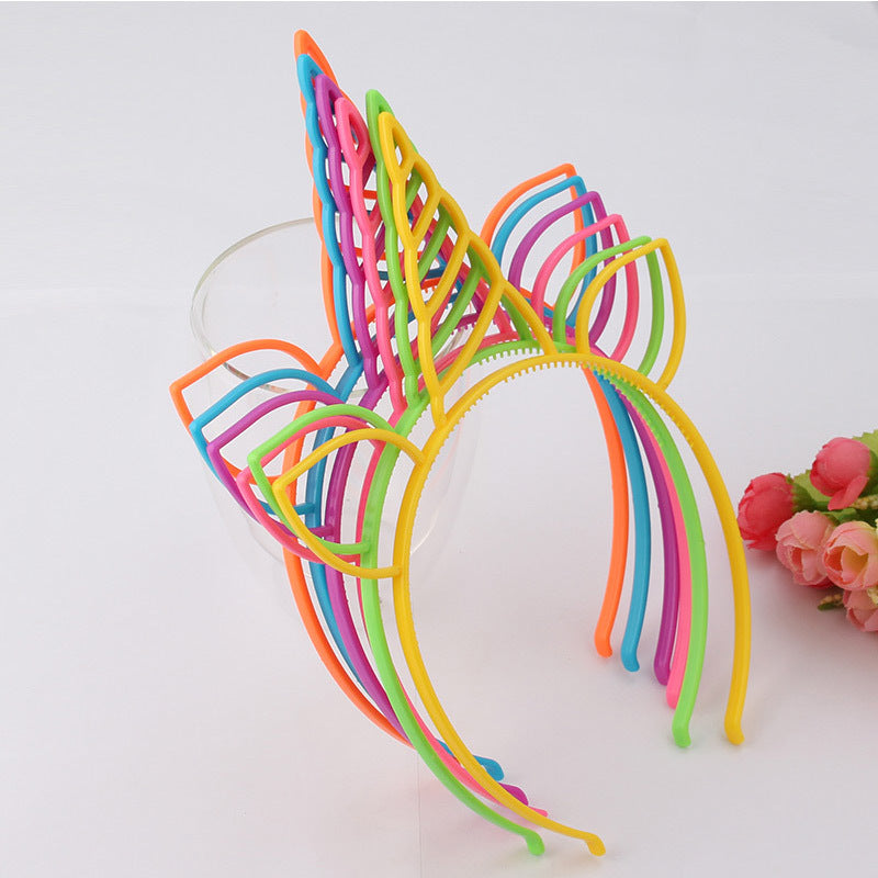 Candy Color Unicorn Antler Ear Headband Fashion Plastic Hair Hoop Festival Party Hair Accessory for Halloween Christmas Cosplay